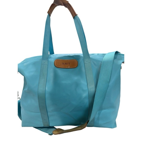 Jon Hart The Weekender Travel Bag Blue Coated Canvas Duffle Tote Luggage - Picture 3 of 11